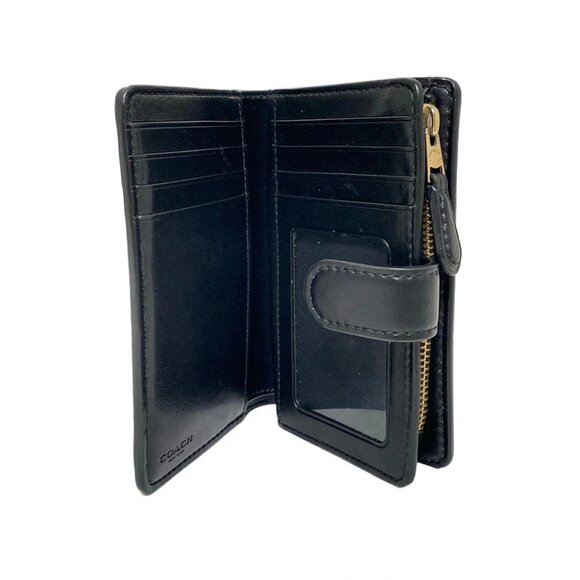 COACH Signature F23553 Dark Brown Black PVC Leather - Bifold Wallet - Picture 3 of 9